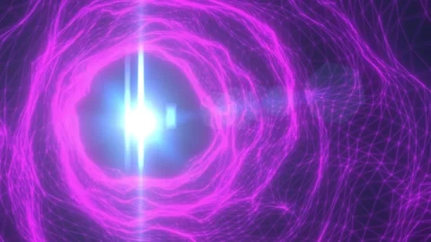 Magenta wireframe portal with glowing vortex lines Stock Footage 338032358