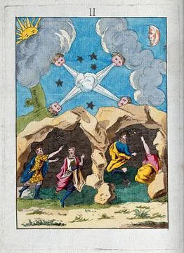 The magi sheltering in a cave on the way to Bethlehem; here representing me.. Stock Illustration