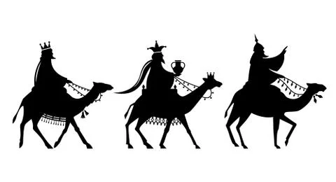 The Magi on the way to Jesus. Stock Illustration