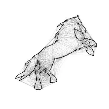 Magic abstract line horse. connected dots Stock Illustration