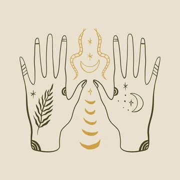 Magic alchemy green hand herbalist green witch vector illustration Stock Illustration