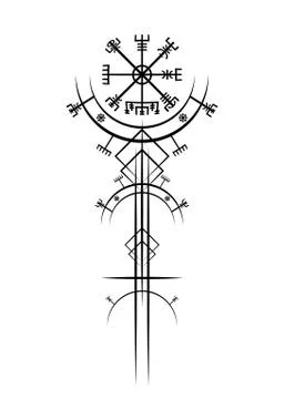Magic ancient viking art deco, Vegvisir magic navigation compass ancient 스톡 일러스트