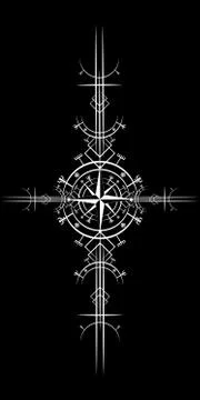 Magic ancient viking art deco, wind rose magic navigation compass ancient Stock-Illustration