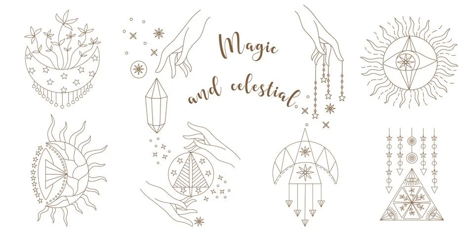 Magic and celestial set  Stock Illustration