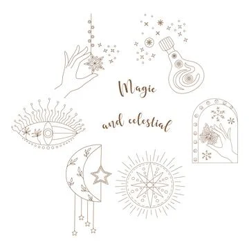 Magic and celestial set  Stock Illustration