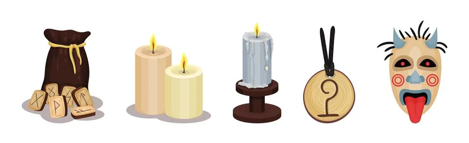 Magic and Wizardry Objects and Elements Vector Set イラスト素材