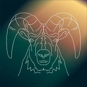 Magic aries vector line drawing Stock Illustration