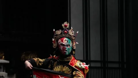 Magic art of change face mask. Old art of Chinese Sichuan  opera. Stock Footage 165393173
