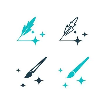 Magic Art Drawing Tools Icon Set Design Stock Illustration