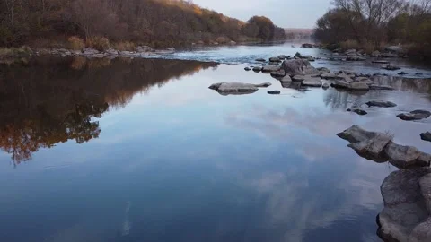 Magic autumn. Stone. Rapids. Video stock 143220567