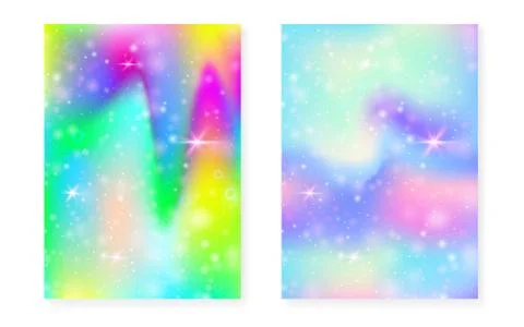 Magic background with princess rainbow gradient. Kawaii unicorn Stock Illustration