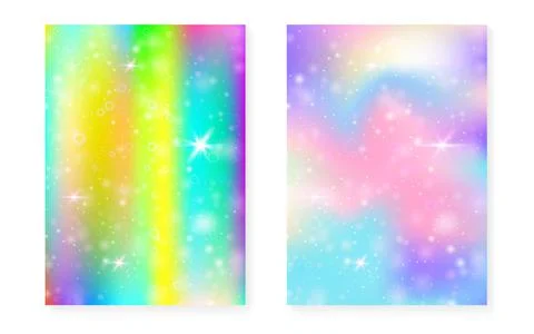 Magic background with princess rainbow gradient. Kawaii unicorn 스톡 일러스트