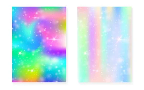 Magic background with princess rainbow gradient. Kawaii unicorn Stock Illustration