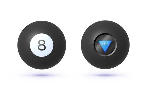 Magic ball 8 in 3d style on white background. Play sign. Vector isolated Stock Illustration