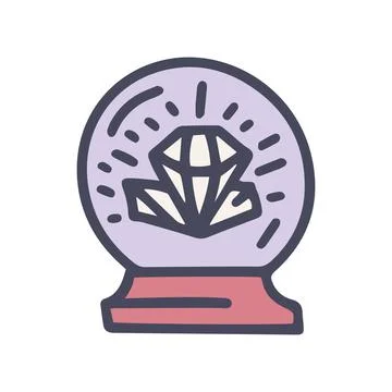 Magic ball with crystals color vector doodle simple icon Stock Illustration