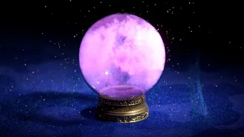 Magic ball of divination, magical practice. Glowing fortunetelling. Witchcraft. Video stock 119985618