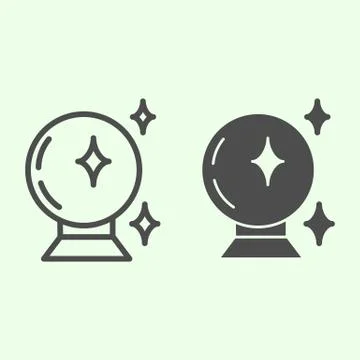 Magic ball line and solid icon. Witch crystal fortune sphere outline style イラスト素材