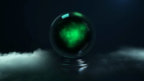 Magic ball medium with predictions around fog Stock Footage 125908096