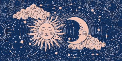 Magic banner for astrology, divination, magic. The device of the universe, cr Stock Illustration