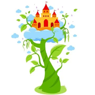 Magic beanstalk and castle. Vector illustration Stock Illustration