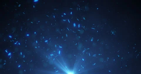 Magic beautiful snowflakes falling on blue background Video stock 309869569