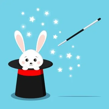 Magic black hat with sweet white rabbit inside Stock Illustration
