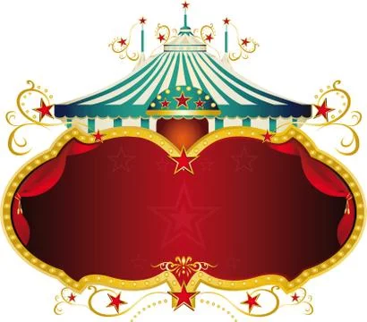 Magic blue baroque circus frame Stock Illustration