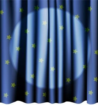 Magic blue curtain for the stage. Editable vector meshes Stock Illustration