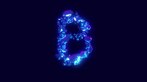 Magic blue diamonds or ice font - bitcoin sign, isolated - loop video Stock Footage 205039899
