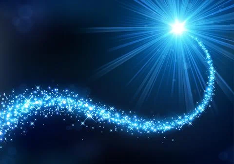 Magic Blue Glitter with Illuminated Light Background, Vector Illustration Stock Illustration