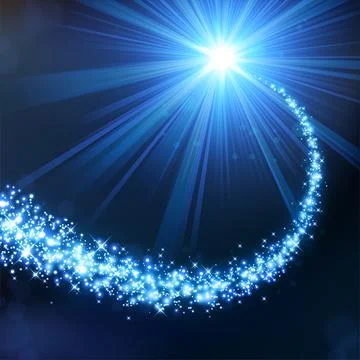 Magic Blue Glitter with Illuminated Light Background, Vector Illustration Stock Illustration
