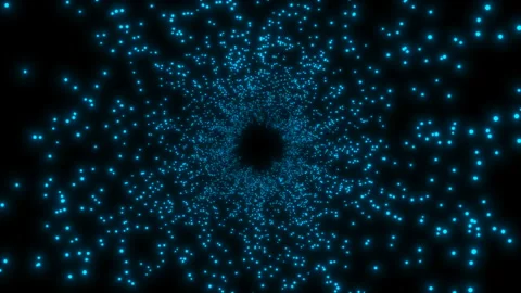 Magic blue glowing particles flow in viscous liquid and bright glisten. Science Stock Footage 111904776