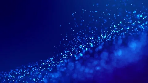 Magic blue glowing particles flow in viscous liquid and bright glisten. Science Видео 130181745