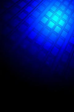 Magic blue light over building wall with windows heap, unknown science. Stock Illustration