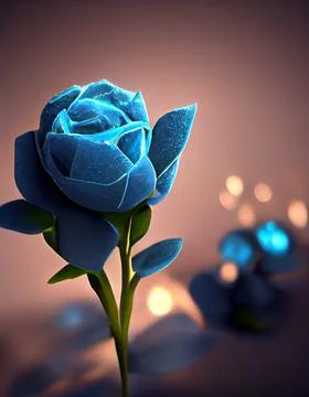 Magic blue roses close-up with a blurred flowers on the pink background. Stock Illustration