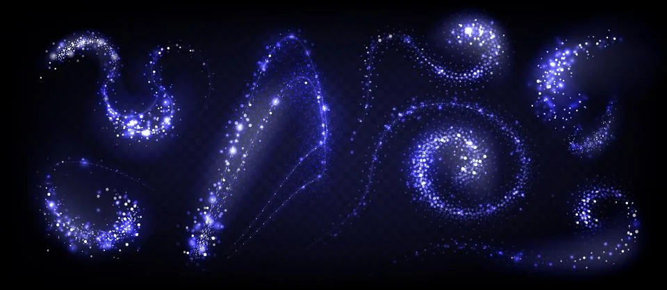Magic blue trails on transparent background Stock Illustration