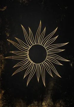 Magic boho sun symbol. Gypsy sacred element and sign in modern boho style. Go Stock Illustration