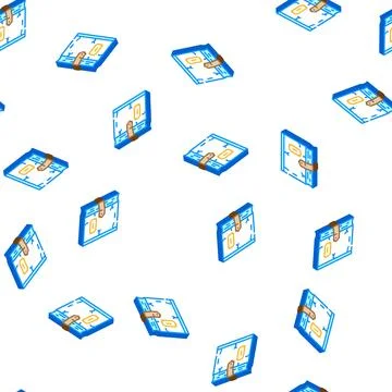 Magic book fairy tale isometric icon seamless pattern 스톡 일러스트