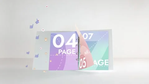 Magic Book Flips Through Itself In Stop Motion With Gradient-Filled Graphics  After Effects	Stock