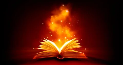 Magic book with glowing light Stock Illustration