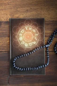 Magic book grimoire Stock Photos