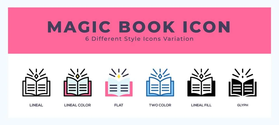 Magic book icon set pack vector illustration. 스톡 일러스트