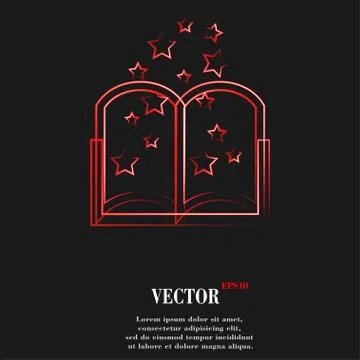 Magic Book icon symbol Flat modern web design with long shadow and space for  Stock Illustration