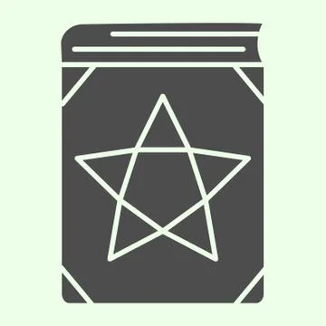 Magic book solid icon. Witch astrology spellbook with star glyph style pictogram 스톡 일러스트