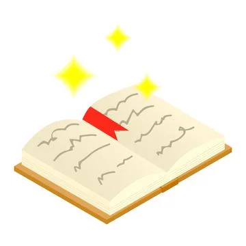 Magic book of spells open isometric 3d icon Stock Illustration