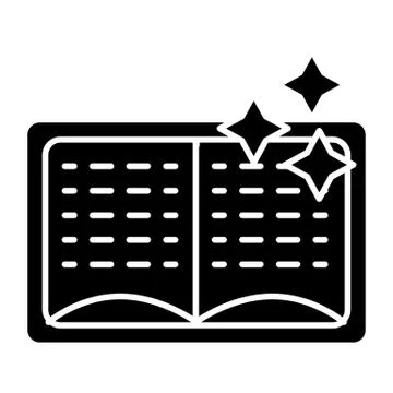 Magic book with stars solid icon. Open book vector illustration isolated on 스톡 일러스트