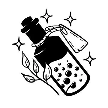 Magic bottle. Esoteric elixir poison. Stock Illustration