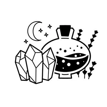 Magic bottle. Esoteric poison Stock Illustration