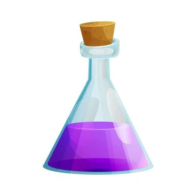 Magic Bottle with liquid potion elixir lab game icon in cartoon style isolated Stock Illustration