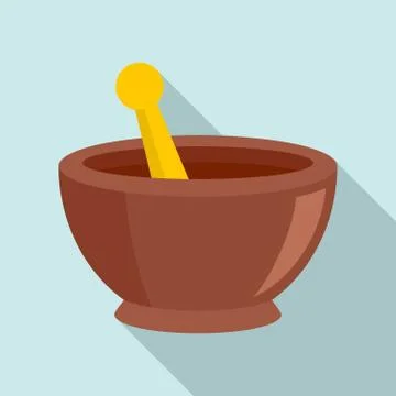 Magic bowl icon, flat style Stock Illustration